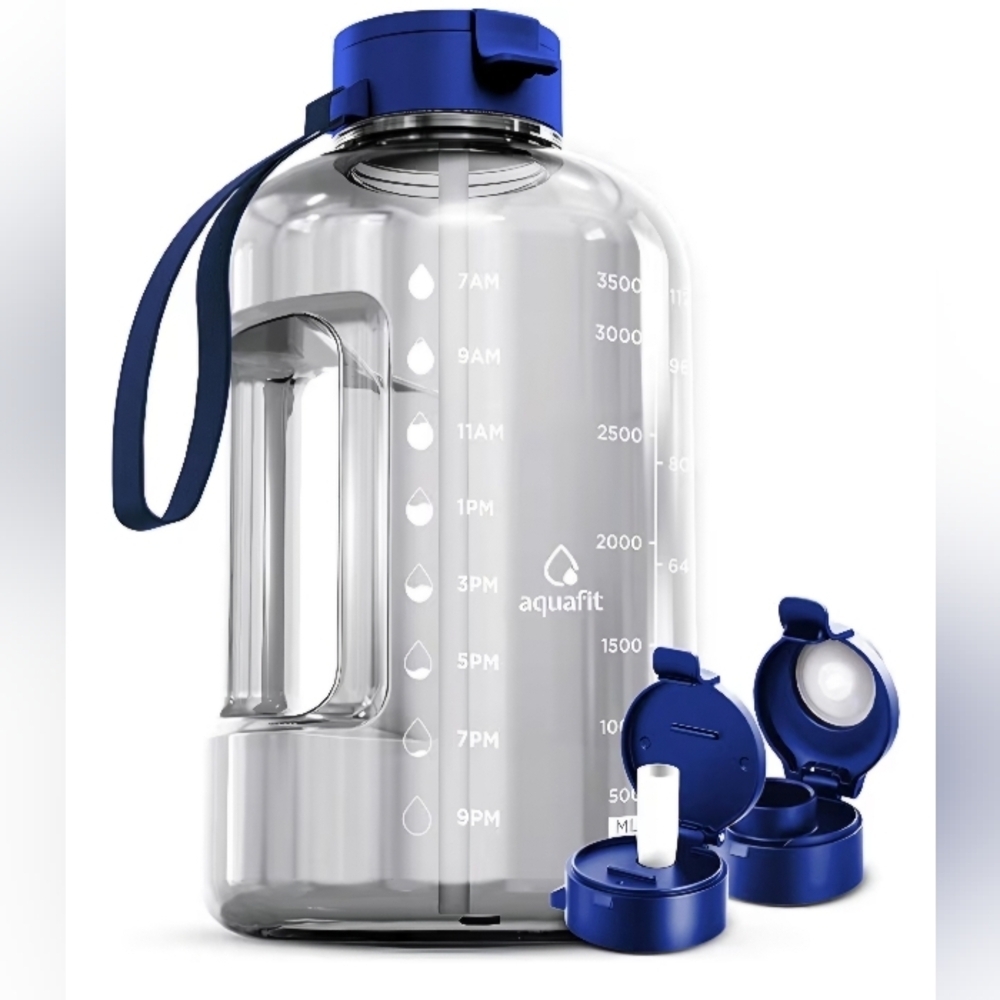 AQUAFIT 1-Gallon Hydration Bottle with Straw & Chug Lids – Clarity Color – 128oz